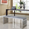 Hawthorne Collections 46.5" Metal Dining Bench in Silver