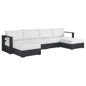 Tahoe Outdoor Patio Powder-Coated Aluminum 4-Piece Sectional Sofa Set - Gray Whi