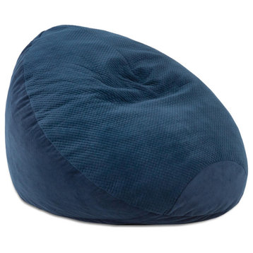 Jaxx Koku, Designer Two-Tone Bean Bag Chair, Quilted Microvelvet, Indigo