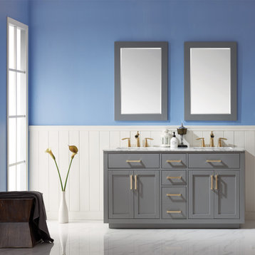 Ivy Gray Bathroom Vanity Set, 60", With Mirror
