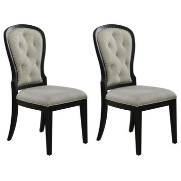 Uph Tufted Back Side Chair - Black - Set of 2 Traditional Multi