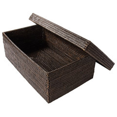 YBM Home Plastic Rattan Storage Box Basket Organizer for Bathroom, Large,  Beige 