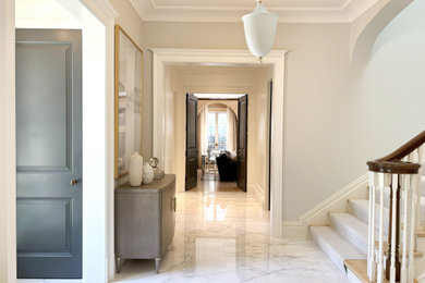 Front door - mid-sized eclectic white floor front door idea in Toronto
