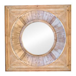 Vagabond Vintage - Large Square Frame & Round Cutout Pine Mirror - Wall Mirrors