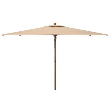 Safavieh Aklin 10 Ft Wood Umbrella, Beige