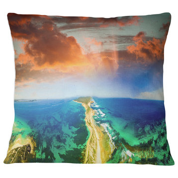 Green Fort Nepean Road from Helicopter Landscape Printed Throw Pillow, 16"x16"