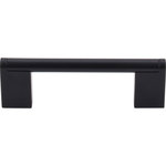 Top Knobs - Princetonian Bar Pull 3 3/4" (c-c) - Flat Black - Length - 4 9/16", Width - 3/8", Projection - 1 1/2", Center to Center - 3 3/4", Base Diameter - W 3/8" x L 7/8"