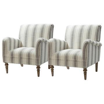 Stripe Armchair Set of 2, Gray