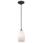 Access Lighting - Champagne Glass Cord Pendant, 28012-C, Champagne 1-Light Rod Cord Pendant, Oil Rubbed Bronze/Opal Glass, Incandescent - 1 x 100w Incandescent E-26 Base Bulb (Bulb not included)
