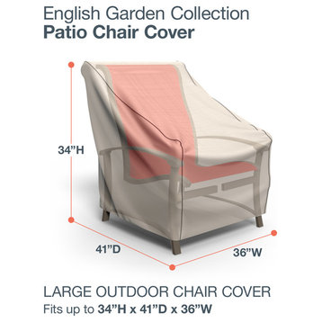 Budge English Garden Tan Tweed Large Outdoor Chair Cover, 34"x36"x41"