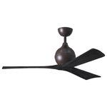 Matthews Fan - Irene-3 52" Ceiling Fan, Textured Bronze/Matte Black - Cutting a figure like no other, the Irene-3 is rustic, yet strikingly modern with three neatly joined, solid wooden blades. A spherical motor housing complements its minimal profile. Irene-3 is streamline while still appearing warm and natural.