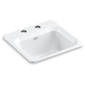 Kohler Northland Top-Mount Bar Sink with 2 Faucet Holes, White
