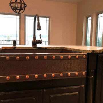 33" Hammered Copper Apron Front Single Basin Kitchen Sink w/ Barrel Strap Design