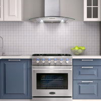 2-Piece Kitchen, 30" Gas Range and 30" Wall Mount Range Hood
