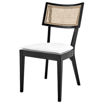Side Dining Chair, White Black, Wood, Modern, Kitchen Cafe Bistro Hospitality