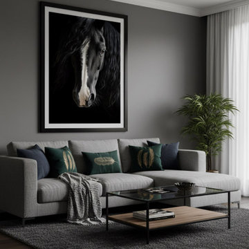 Midnight Majesty Photorealism - Digital Artwork Loose Art Print Equestrian Art