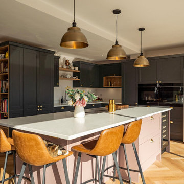 Grey and Pink Shaker Kitchen in Stadhampton