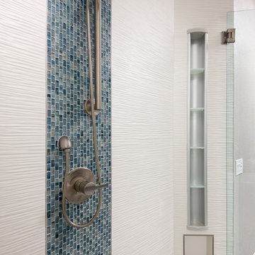 San Marcos Master Bathroom Renovation with Blue Shower Tiles