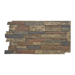 141-BRIGHTON FAUX WIDE STACKED STONE WALL PANELS - 24"H - Wall Panels