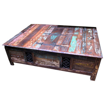 Rectangular Storage Wood Coffee Table