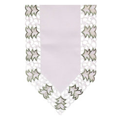 Xia Home Fashions - Tannenbaum Embroidered Cutwork Christmas Table Runner, 15"x54" - Table Runners