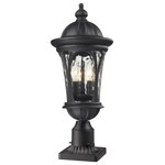 Z-Lite - Doma 3 Light Post Light or Accessories, Black - Traditional and timeless, this medium outdoor pier mount combines black cast aluminum hardware with clear water glass for a classic look.