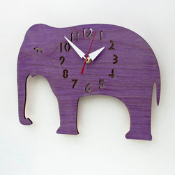 Purple Elephant Children's Wall Clock - Kids Clocks