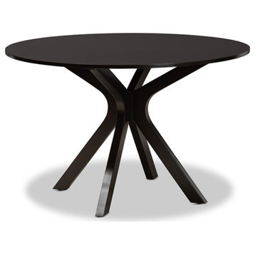 Kenji Modern Dark Brown Finished 48, Inch, Wide Round Wood Dining Table
