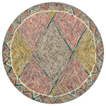 Loloi II Spectrum Blue/Red, Multi/Pink, 3'-0" X 3'-0" Round