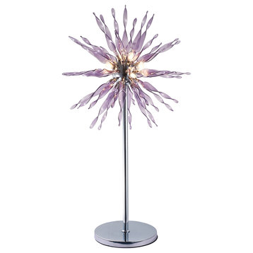 Azure 32" Table Lamp, Chrome Base/Purple Glass