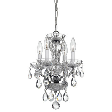 Traditional Crystal 4-Light 15" Mini Chandelier in Chrome with Clear Italian C