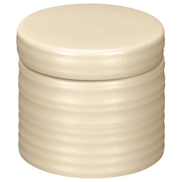 Natural Round Porcelain Bathroom Accessories, Sahara, Cotton Ball Container
