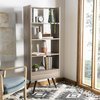 Madi Retro Mid Century Wood Etagere/ Bookcase Oak/ Black