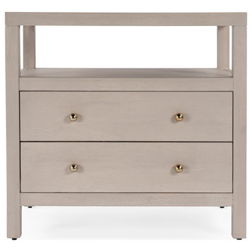 Nora 2-Drawer Wood Wide Nightstand, Antique Taupe