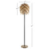 Simon 63" Pinecone Wood and Metal LED Floor Lamp, Natural and Black