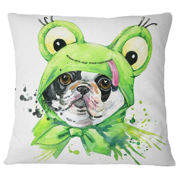 French Bulldog Illustration Animal Throw Pillow, 18"x18"