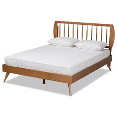 Iseline Walnut Browned Wood Full Size Platform Bed Frame