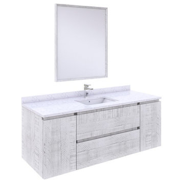 Fresca Stella 54" Wall Hung Single Bathroom Vanity w/ Mirror in Rustic White