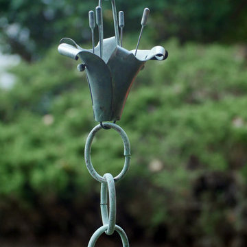 Flowers Rain Chain - Blue Verde Copper by Good Directions