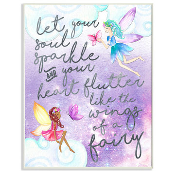 Stupell Industries Let Your Soul Sparkle Fairies Painting, 13"x19", Wood