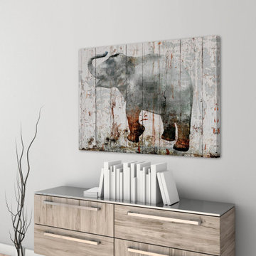 "Gray Elephant" Painting Print on Wrapped Canvas