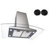 36" Stainless Steel Island Range Hood, Carbon Filter For Ductless Option