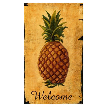 Welcome Sign With Pineapple, Vintage Wood Sign