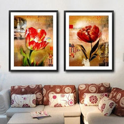 Cheerful Flowers Wall Art Set of 2 - Fine Art Prints