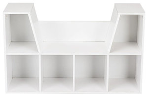 Modern 6-Cubby Kid Storage Bookcase Cushioned Reading Nook
