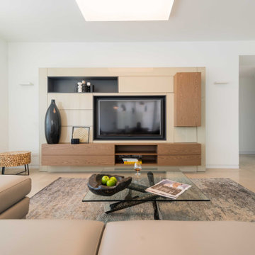 Living room with custom TV wall