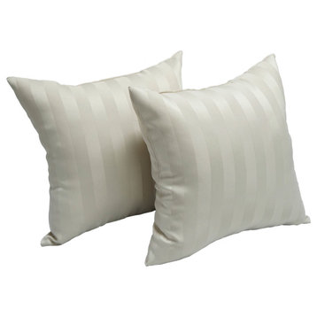 17" Jacquard Throw Pillows With Inserts, Set of 2, Shimmer Cream