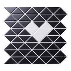 Heart Shape Pattern: Sweet Triangle Tile - TR2-SH-MB-W - Mosaic Tile