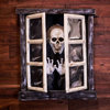 2.8' Animated Window With Skeleton, Indoor/Covered Outdoor Halloween Decor