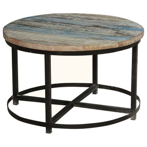 Yukon Round Cocktail Table With Casters Industrial Coffee Tables By Homesquare